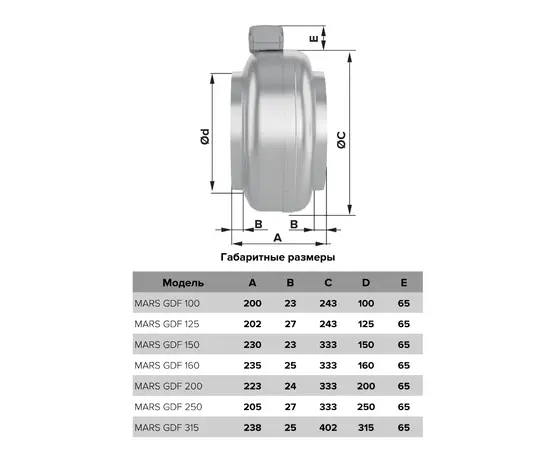 ERA Mars GDF 100, Диаметр: 100 мм, Материал корпуса: Металлический, - 9 ERA Mars GDF 100, Диаметр: 100 мм, Материал корпуса: Металлический, - 9
