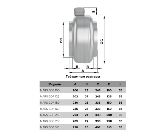 ERA Mars GDF 315, Диаметр: 315 мм, Материал корпуса: Металлический, - 6