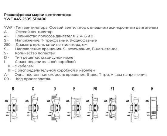 Dunli YWFA2S-300B-5DIA00, Диаметр: 300 мм, Питание: 220 В (1Ф), Направление вращения: Нагнетание, Количество полюсов двигателя: 2, - 3
