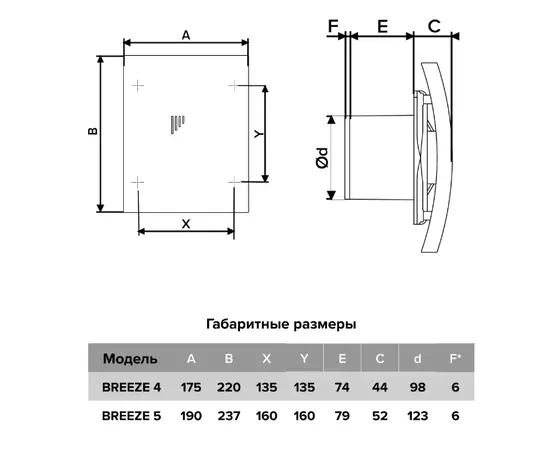 Diciti Breeze 4С MRH, Диаметр: 100 мм, Цвет: Белый, Управление: Фототаймер, Датчик влажности, таймер и фотодатчик: Есть, - 5