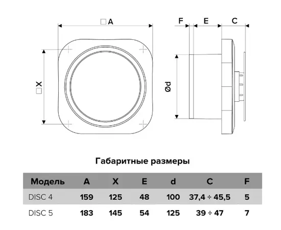 ERA Disc 4 BB, Диаметр: 100 мм, Обратный клапан: Нет, Таймер: Нет, Датчик влажности: Нет, - 10