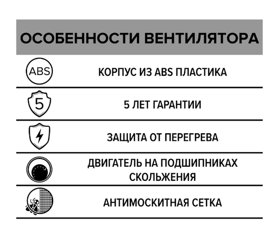 ERA Euro 4S, Диаметр: 100 мм, Датчик влажности: Нет, Автоматические жалюзи: Нет, Управление: Выключатель, - 7