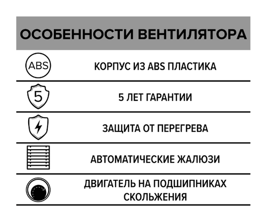 ERA Euro 5A, Диаметр: 125 мм, Датчик влажности: Нет, Автоматические жалюзи: Есть, Управление: Выключатель, - 8