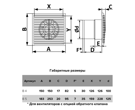 Auramax B 5S, Диаметр: 125 мм, Обратный клапан: Нет, - 5