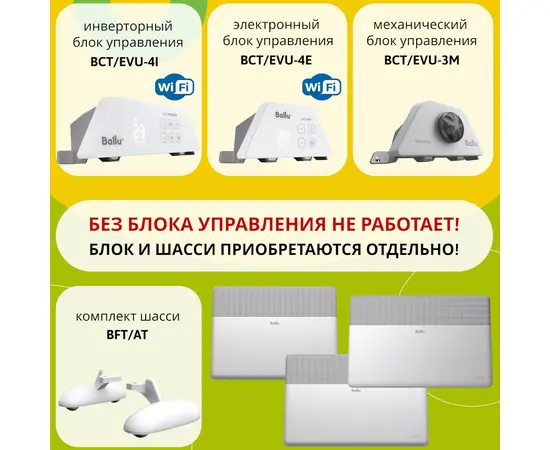 Модуль отопительный электрического конвектора Ballu BEC/AT-2500-4E, Мощность: 2,5 кВт, Блок управления: Опция, Тип управления: Опция, Опора: Опция, - 16