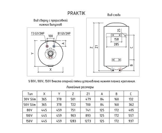Thermex Praktik 100 V, Объем, л: 100, - 8
