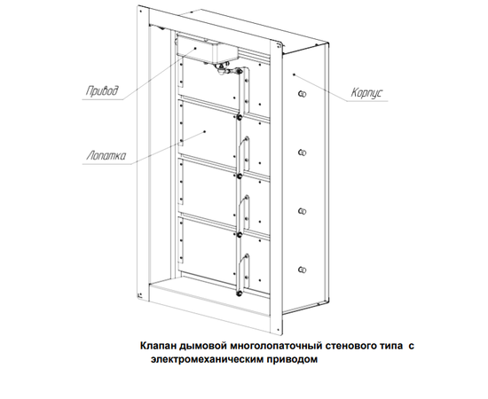 Nevatom Клапан дымоудаления KD-120-800*800-F1-VN-EM220-ML-04, Типоразмер (мм): 800х800, Привод: Электромагнитный, Исполнение: Стеновое, Тип: Многолопаточные, - 5